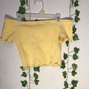 off the shoulder yellow crop top